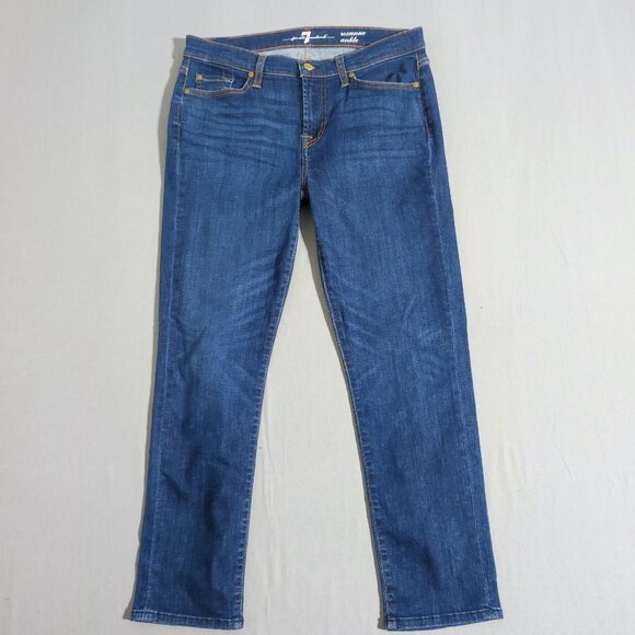 7 for all mankind jeans women's size 30 ink blue Roxanne skinny ankle jeans - Picture 1 of 15